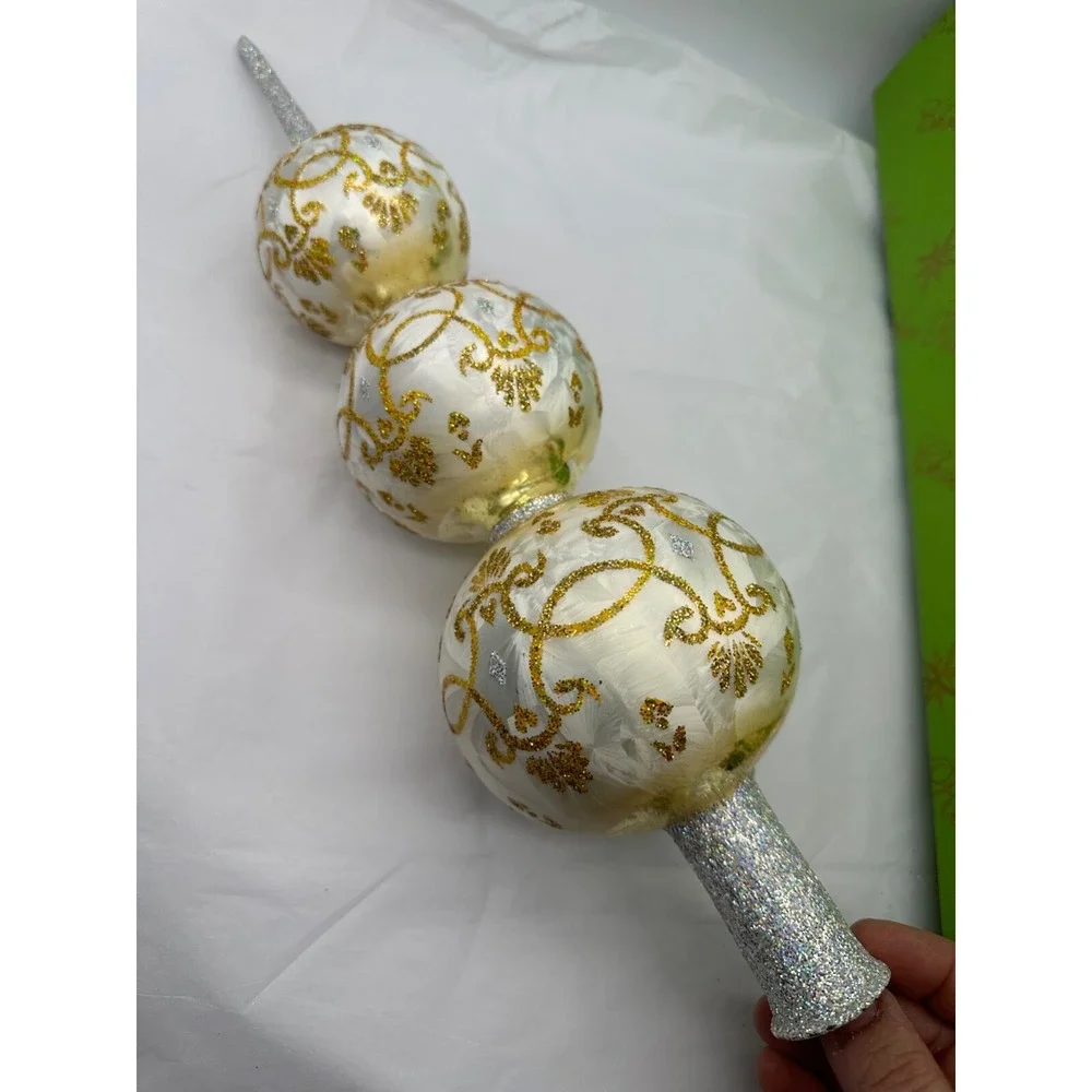 Christopher Radko White‎ Fascination Finial Tree Topper 1012614 16.5
